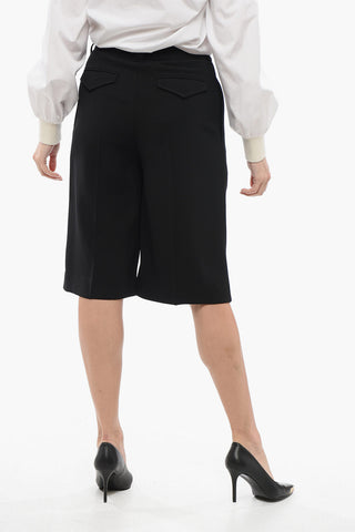 Wool Blend Pleated Shorts
