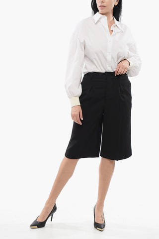 Wool Blend Pleated Shorts