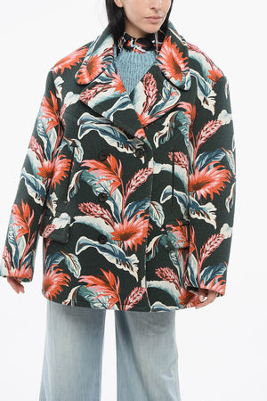 MM4 Oversized Double-Breasted Jacket With Floral Pattern