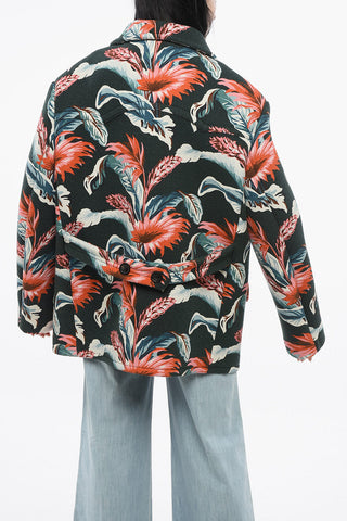 MM4 Oversized Zweireihige Jacke Mit Blumenmuster