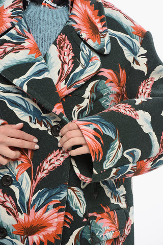MM4 Oversized Zweireihige Jacke Mit Blumenmuster
