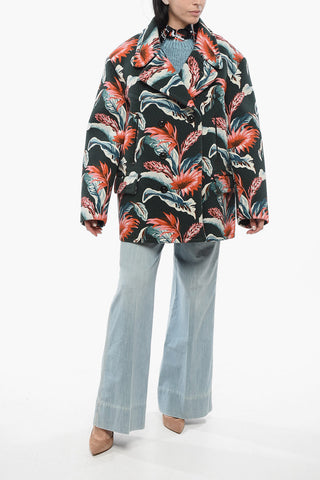 MM4 Oversized Zweireihige Jacke Mit Blumenmuster