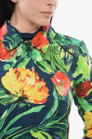 Blazer Crop Floreale con Colletto