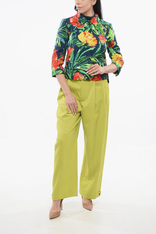 Gekürzter Blazer mit Blumenmuster und Kragen