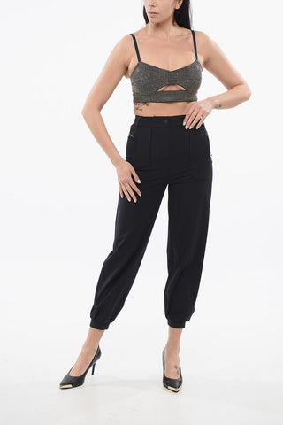 Cut-Out Crop-Top mit Strass-Applikation