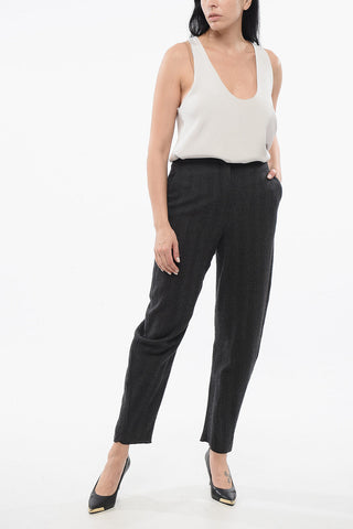 Pantaloni in Lana a Vita Alta