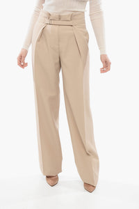 Wide-Leg Trousers with Buckle