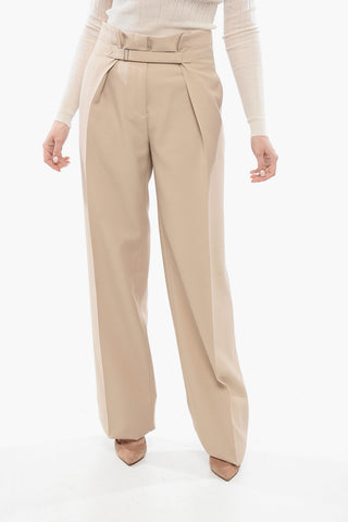 와이드 레그 팬츠 버클 장식