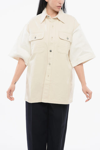 Denim Overshirt with Contrasting Sleeves