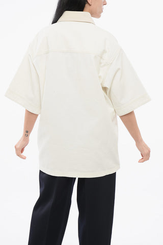 Denim Overshirt with Contrasting Sleeves