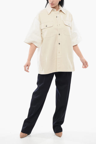 Denim Overshirt with Contrasting Sleeves