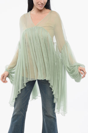 Chiffon Dress with Plissé Details