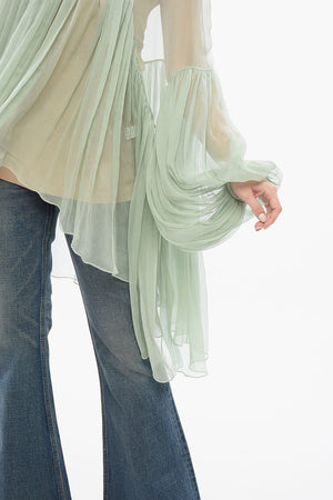 Chiffon Dress with Plissé Details