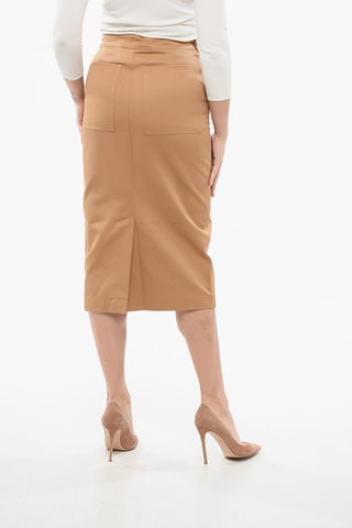SFILATA Cotton Midi Skirt CRESTA with Side Button Fastenings