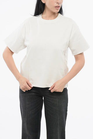 Baumwoll-T-Shirt mit Rundhalsausschnitt und Popeline-Futter