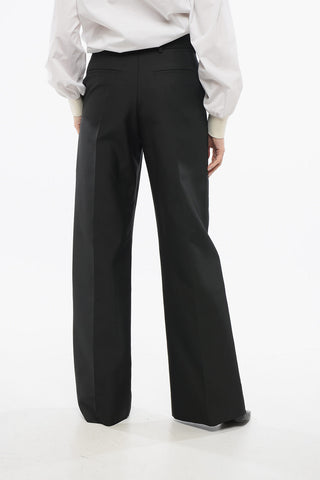 Pantaloni in Tinta Unita a Vita Alta con Passanti