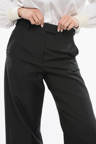 Pantaloni in Tinta Unita a Vita Alta con Passanti