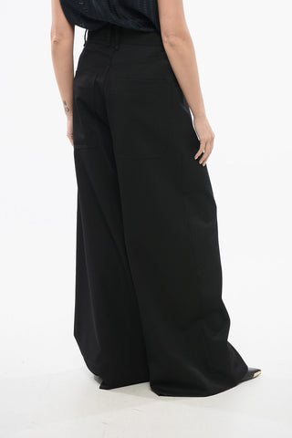 Pantaloni Palazzo in Lana con Zip