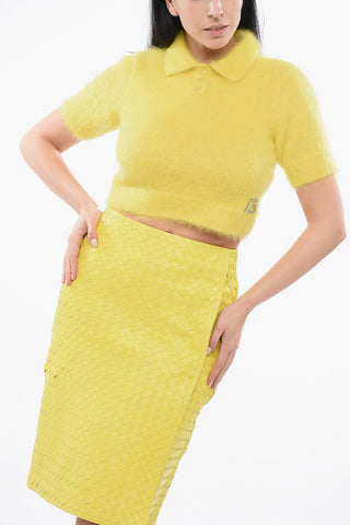 Mohair Blend Cropped Fit Sweater with Fuzzy Effect