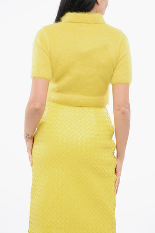 Mohair Blend Cropped Fit Sweater with Fuzzy Effect
