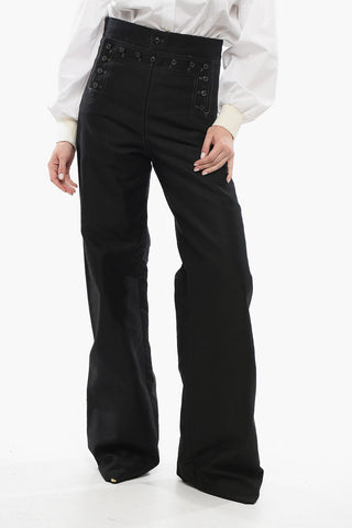 MM5 Satin Cotton Pants with Buttons