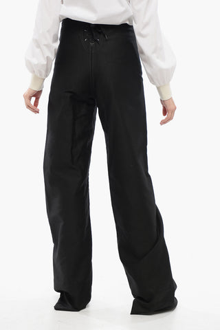 MM5 Satin Cotton Pants with Buttons