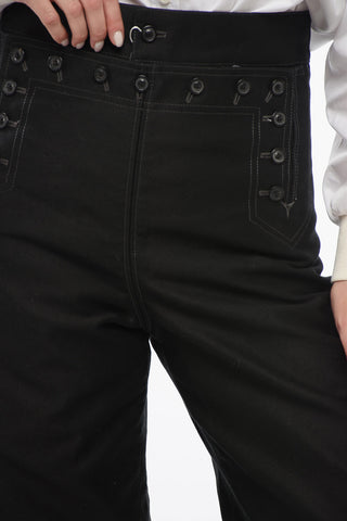 MM5 Satin Cotton Pants with Buttons