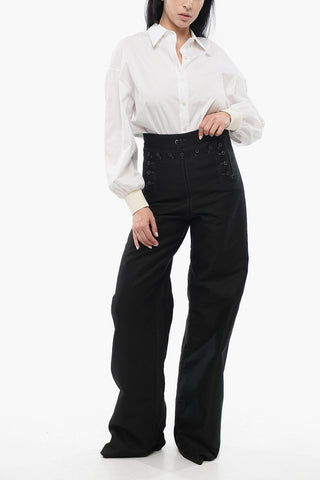 MM5 Satin Cotton Pants with Buttons