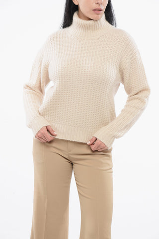 Turtleneck Cashmere Blend Pullover with Ton sur Ton Logo