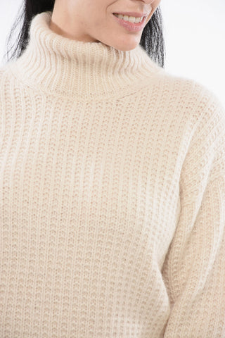 Turtleneck Cashmere Blend Pullover with Ton sur Ton Logo