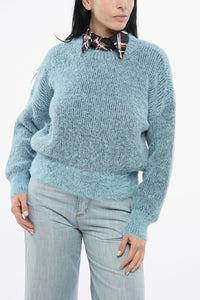 Wool-Blend Eyelash Crewneck Sweater