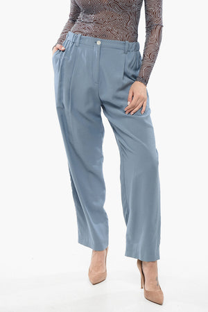 High-Waist Trousers with Pleated Details