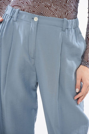 High-Waist Trousers with Pleated Details