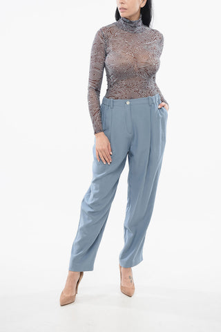 High-Waist Trousers with Pleated Details