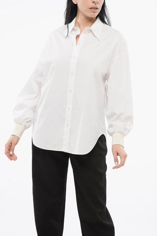 Poplin Cotton Shirt with Logoed Buttons