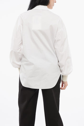 Poplin Cotton Shirt with Logoed Buttons