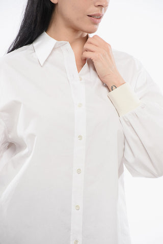 Poplin Cotton Shirt with Logoed Buttons