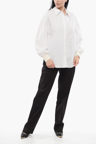 Poplin Cotton Shirt with Logoed Buttons