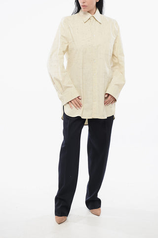 Cotton Blend Shirt with Checkered Embroidery