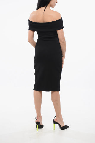 Textured Nylon Off-Shoulder Dress