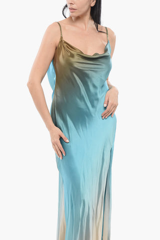 Satin Strappy Dress with Slit