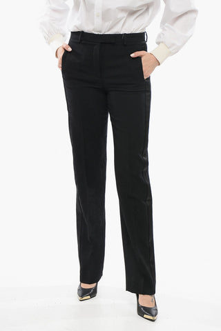 Wool Jacquard Pants with Satin Side Stripes