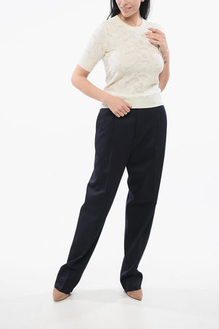 Maglia a Maniche Corte in Misto Seta Jacquard