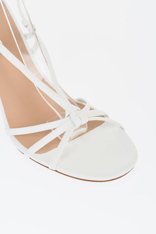 Leather Sandals With Metallic Effect Wedge 8 cm