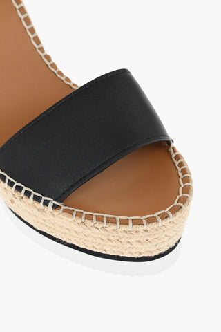 Leather Sandals Espadrillas Wedge 12 cm