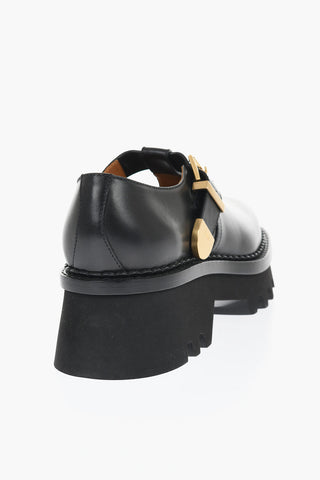 Leather Mary Janes With Tank Sole