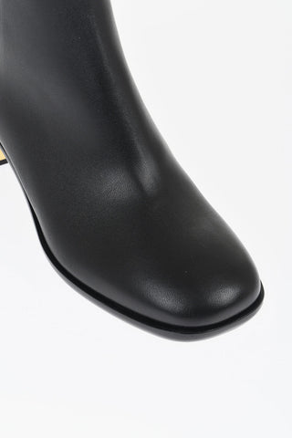 Leather Booties With Metallica Effect Heel 5 cm