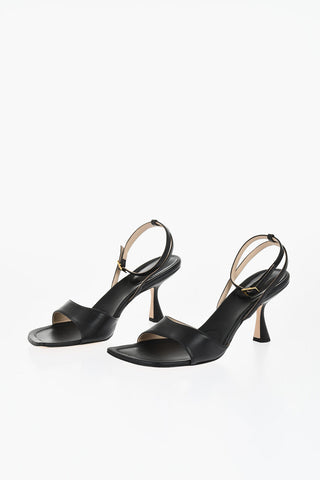 Leather Sandals With Strap Heel 9 cm