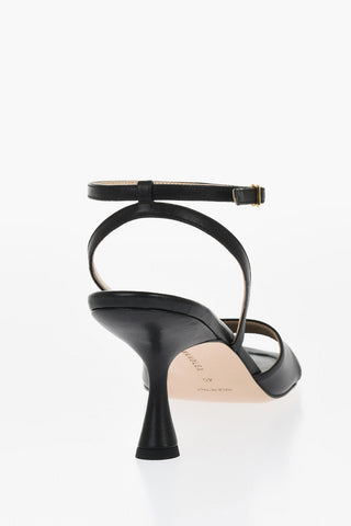 Leather Sandals With Strap Heel 9 cm