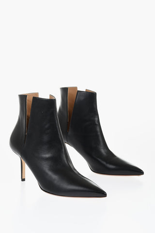 Leather Bootied With Cutout Heel 7 cm